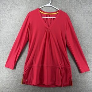 Athleta Granada Wick-It Swim Cover-Up Women Size Medium Coral Red Long Sleeve